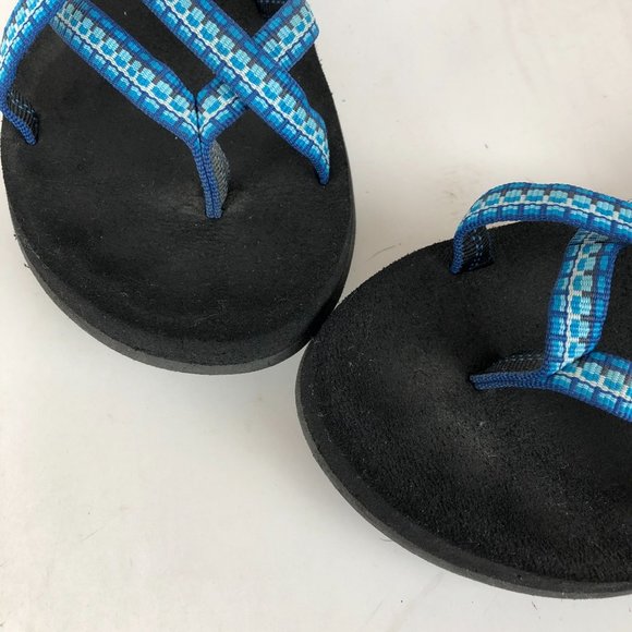 Teva Women's Size 8 Olowahu Blue White Open Toe Strappy Vegan Slip On Sandals - Picture 5 of 12